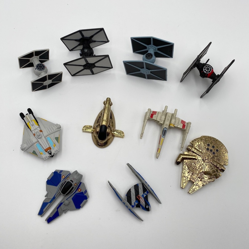 Star Wars Hot Wheels Die‎ Cast Spaceship Lot of 10 Tie Fighter Millennium Falcon